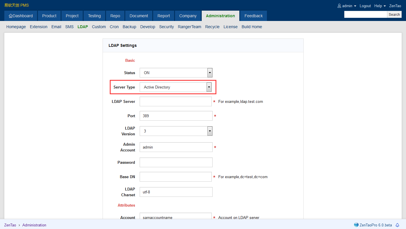 LDAP authentication - ZenTao Pro Manual - EasyCorp